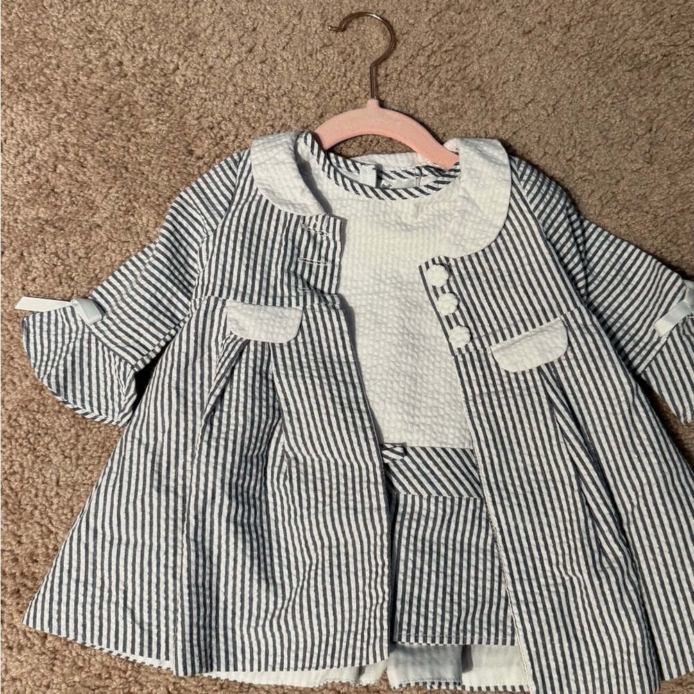 Striped Blue and White Baby Outfit